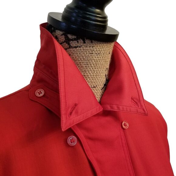 Vintage Escada Red Long Sleeve Wool 1/2 Button Down Top Size 6 - Picture 2 of 16